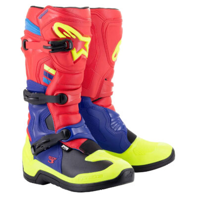 Alpinestars Tech 3 Boots Bright Red Dark Blue Yellow Fl